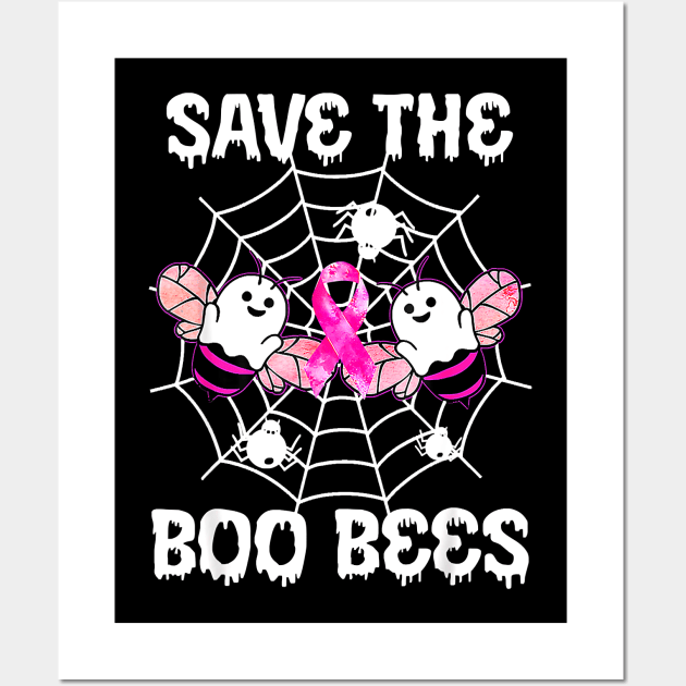 Save The Boo Bees Ghost Halloween Breast Cancer Awareness Wall Art by everetto